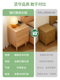 木屋记实木小型储物柜原木床头柜简约现代卧室家用床边置物柜 单抽款41cm【实木+整装发】原木色- 整装