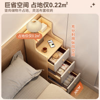 床头柜卧室超窄小型收纳柜家用小户型简易储物柜子2025爆款夹缝柜 【超窄款双抽】20*34*70cm暖白+淡蓝色