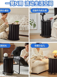 实木叠叠乐圆凳子茶几家用可叠放组合凳现代吃饭凳子餐桌凳新中式 免安装-实木方腿-沉稳黑-[一套四凳]+万向轮