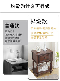 实木床头柜美式复古家用卧室小型床头收纳柜床边柜现代简约储物柜 白色-纯色无画 整装（需自行安装四个脚）
