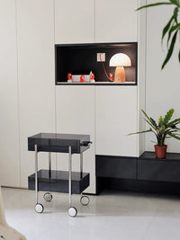 玖楼亚克力家用床头柜移动茶几边几中古小推车置物架轻奢高级边柜 高级灰-0005 整装（需自行安装脚）