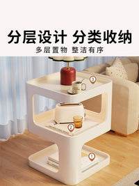 沙发边几小户型客厅创意茶几置物架现代简约铁艺小桌子卧室床头柜 奶油白40*40*54