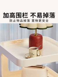 沙发边几小户型客厅创意茶几置物架现代简约铁艺小桌子卧室床头柜 奶油白40*40*54