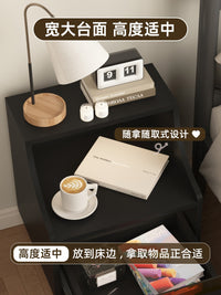 黑色高级感中古风家用床头柜储物柜多功能轻奢床边柜亚克力抽屉柜 床头柜O-02【黑色-红茶】 组装