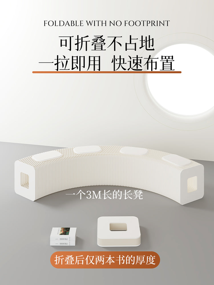 创意中空折叠纸长凳客厅办公室备用长座椅小户型省空间便携矮凳子