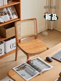 邮差来敲门/樱桃木北欧日式藤编实木餐椅家用客厅餐桌椅子办公椅