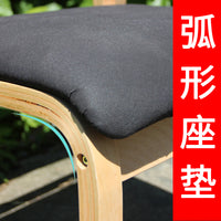 现代简约实木曲木餐椅北欧日式布艺椅靠背椅家用办公书桌电脑椅子 深咖啡麻布