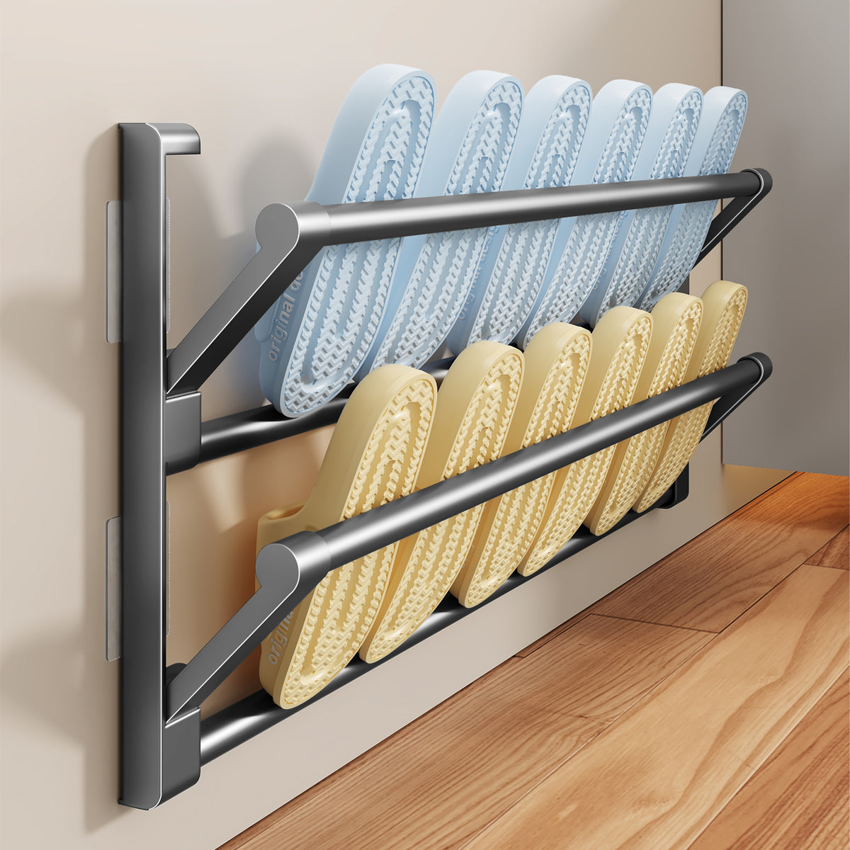 浴室拖鞋架免打孔卫生间厕所鞋子收纳架壁挂门后沥水神器鞋挂架 灰色-可折叠【30cm-放2双】