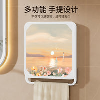 洗澡放衣服神器浴室壁画收纳箱卫生间小壁柜厕所折叠置物架防水盒 带提手❥（水晶款：线条小狗）