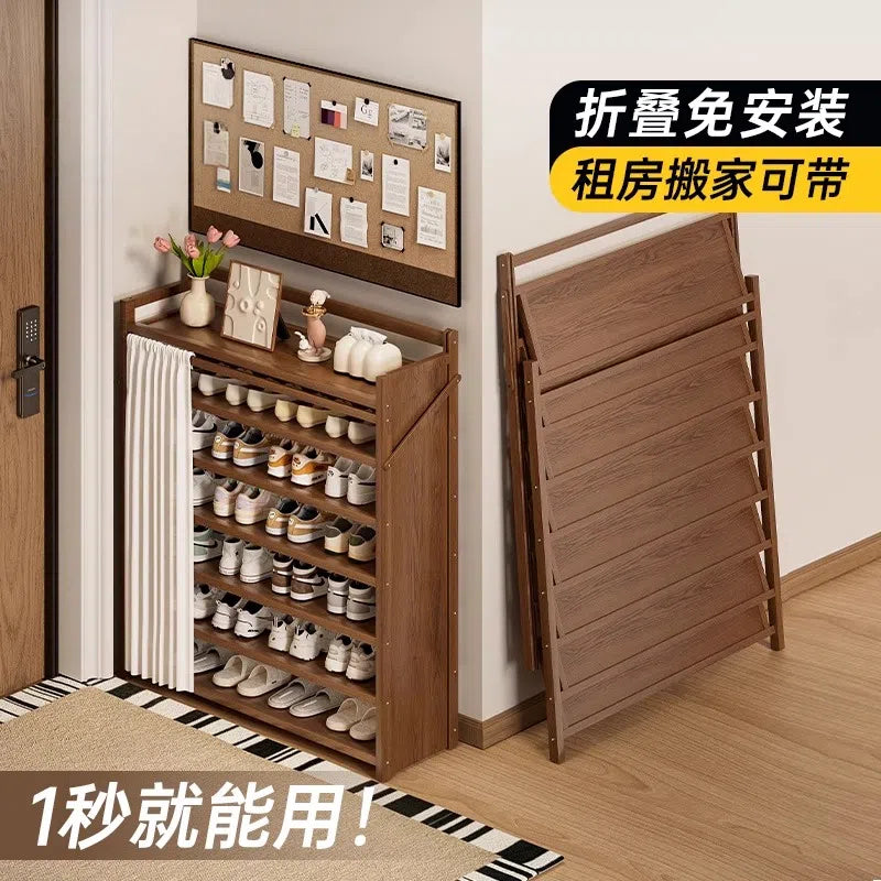 日本进口MUJIE折叠鞋架多层家用门口免安装简易防尘收纳柜置物架