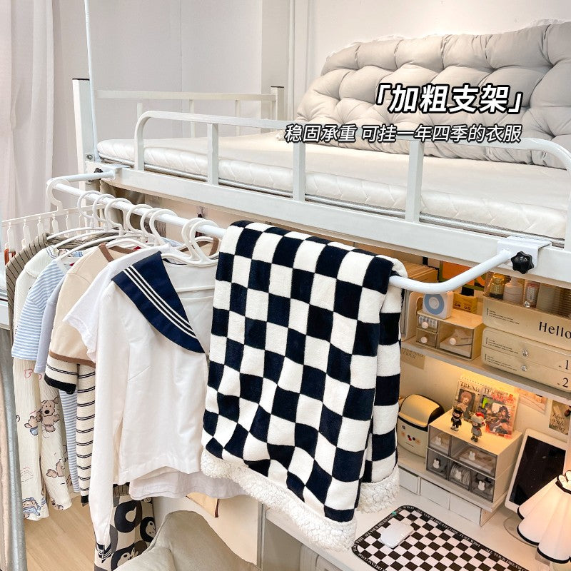 床边固定晾晒杆宿舍室内用一整根可伸缩挂衣架床头悬空衣物收纳架