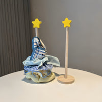 星星首饰展示架饰品发圈收纳神器大肠发饰置物架鲨鱼夹木质架子 灰球实木双层收纳架B款