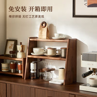 黑胡桃木桌面置物架茶具咖啡杯子实木收纳架小型藤编博古架木质