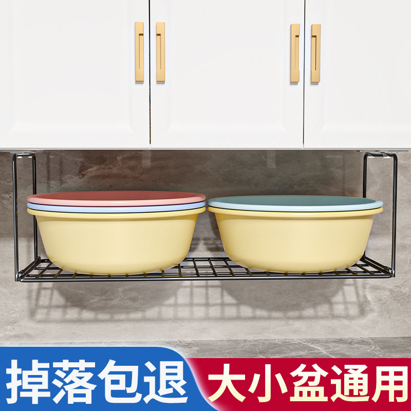 洗脸盆收纳盆子置物架免打孔放挂盆各种神器家用架子卫生间柜下的 【升级加长加高】白色（放两组盆/可折叠）