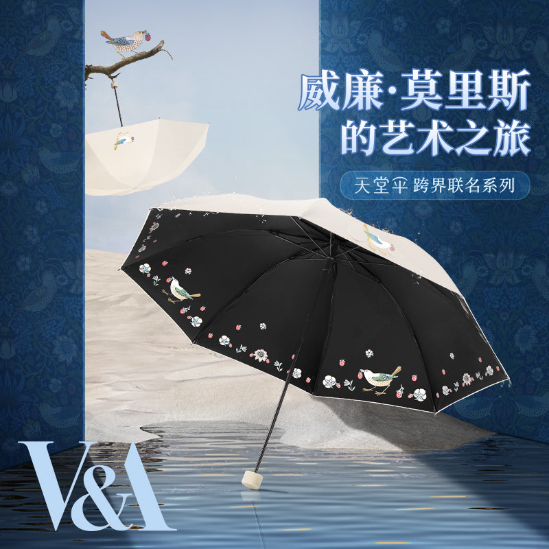 天堂伞VA博物馆联名款黑胶防晒防紫外线遮太阳伞便携折叠晴雨伞女 2#山樱粉