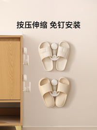 FaSoLa吸盘拖鞋挂架入户门卫生间浴室免打孔壁挂式沥水收纳置物架 吸盘伸缩鞋架2个