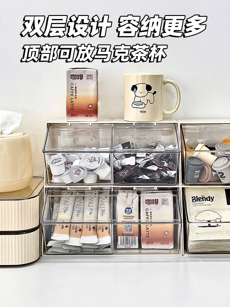 茶包收纳盒茶叶胶囊咖啡带盖防尘置物架办公室茶水间桌面整理架柜 【奶油黄三层】容量升级✅0异味