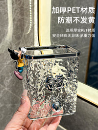 卫生间梳子置物架洗漱台牙刷牙膏壁挂式收纳盒浴室各种神器收纳筒 水波纹多功能收纳盒（透明银）