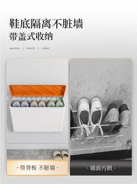 门后鞋架壁挂式免打孔拖鞋架子收纳神器宿舍鞋盒置物家用门上鞋柜 【❤亏本冲量】1个装（纯白色）