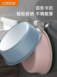 卡贝304不锈钢洗脸盆收纳架子卫生间浴室免打孔置物架挂钩神器 升级可折叠脸盆架-3只装【304不锈钢】