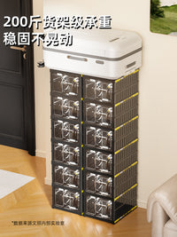 折叠免安装鞋架子家用小窄门口鞋柜多层简易室内鞋子收纳鞋盒新款 黑色【2列6层12格】放12双鞋-带diy贴纸