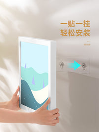 浴室折叠收纳柜洗澡放衣服神器防水免打孔厕所卫生间置物架壁挂 常规款（白色柜体-盖子带图案）-青   山