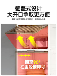 塑料厨房置物架落地玩具柜家用多功能翻盖收纳柜客厅零食收纳架子