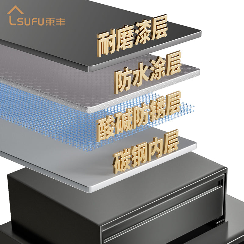 铭耐厨房微波炉烤箱置物架延伸台面家用双层电饭锅多功能收纳架子 枪灰加高款⭐44深【25宽】抽屉 | 三段式顺滑轨道