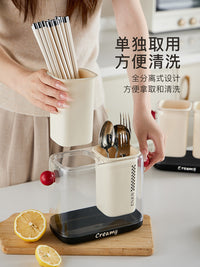 刀架置物架家用厨房台面菜刀筷子筒一体收纳盒沥水多功能刀具架子 沥水筷笼+5双绿色筷子