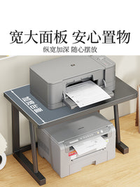 打印机置物架办公桌面双层小型复印机放置架多功能微波炉收纳架子 两层原木色-加高款