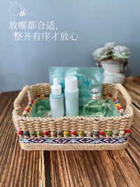 纯手工精品麻绳编织收纳筐桌面零食筐杂物小物品整理筐diy升级版 复古风