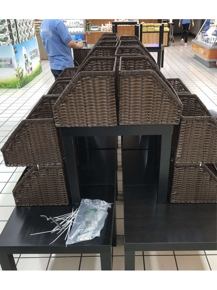 超市陈列筐货架筐梯形藤编筐水果收纳筐蔬菜陈列筐斜口收纳筐 50*30*前高10后高25