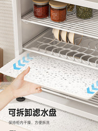 碗碟收纳架密封防尘碗筷餐具收纳盒碗盘箱带沥水厨房放碗柜置物架 黑色双层加长款【套装】容量升级✅加粗碳钢