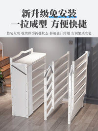 免安装防尘布帘鞋架可折叠门口多层鞋柜家用收纳神器省空间置物架 50长4层折叠【灰色】收纳鞋架【月白纱帘】