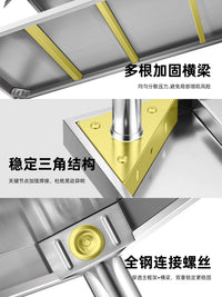 厨房工作台不锈钢置物架桌子切菜专用架子家用案板多功能操作商用 【长120宽50高80】 双层0.7厚