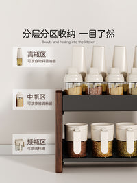 cmeo胡桃木厨房调料品置物架家用调味料盒油壶盐罐酱醋瓶收纳架 黑胡桃木-调料架-36CM