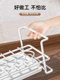 免安装碗盘收纳架厨房置物架碗架沥水架家用橱柜内筷盒放碗碟架子 碗架黑色【加粗加厚 带接水盘】
