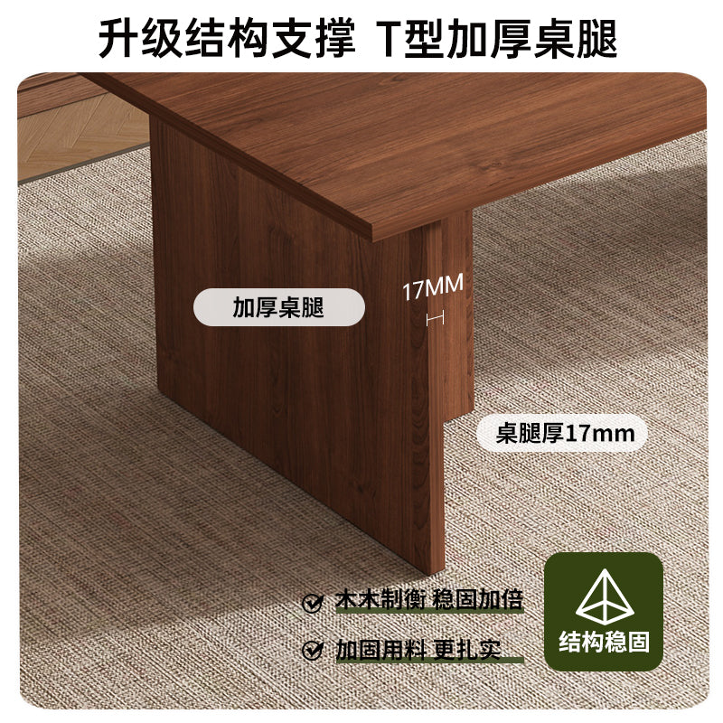中古风大板桌餐厅小户型家用侘寂风简约长方形饭桌实木餐桌椅组合