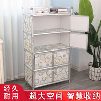 不生锈碗柜厨房橱柜收纳柜铝合金家用储物柜子多功能经济型置物柜 二层四门优质石头色