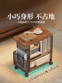 沙发边几边柜客厅家用可移动带轮小推车置物架卧室床头零食收纳架 白架原木板