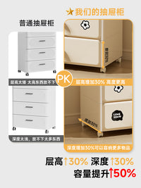 多巴胺收纳柜免安装床头五斗抽屉式置物架塑料可移动多层储物箱 奶油白⭐68cm三层【赠万向轮+支架丨一体发货免安装】  顺丰送货上门
