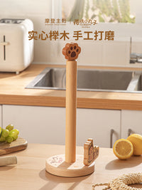 【摩登主妇&樱桃小丸子】厨房纸巾架立式木质卷纸懒人抹布收纳架