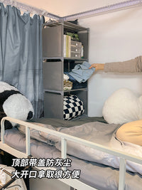 宿舍好物床上置物架床头床尾床边放衣服转角柜子上铺衣柜收纳神器 灰色4层3格*2（送尼龙扎带）