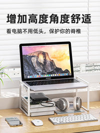 御仕家黑色木质电脑增高架客厅电视柜路由器卧室WIFI盒收纳置物架 【木板-小号】 | 黑胡桃