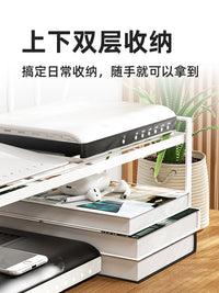 御仕家黑色木质电脑增高架客厅电视柜路由器卧室WIFI盒收纳置物架 【木板-小号】 | 黑胡桃
