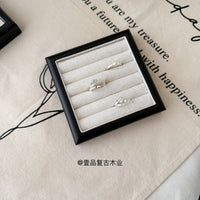 黑色法式木质托盘盒手串展示盒戒指耳饰收纳盒饰品展示架拍照道具 黑色 亚麻6格 软包 大号