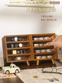 实木口红收纳盒化妆品整理置物架桌面多层唇膏唇釉香水小样展示架 方形带角口红架-两个