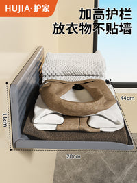 可折叠毛巾架免打孔浴巾架毛巾置物架衣物收纳架卫生间放衣服神器 米白色-1个装【升级折叠款】易清洁