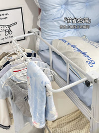 床边固定晾晒杆宿舍室内用一整根可伸缩挂衣架床头悬空衣物收纳架