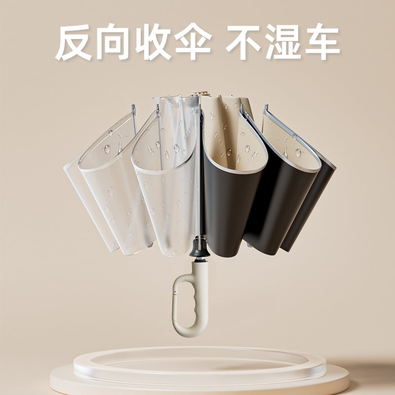 欧冉全自动环扣雨伞男大号加大加固抗风学生上学女晴雨两用防晒伞